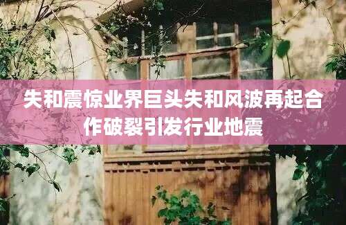 失和震惊业界巨头失和风波再起合作破裂引发行业地震