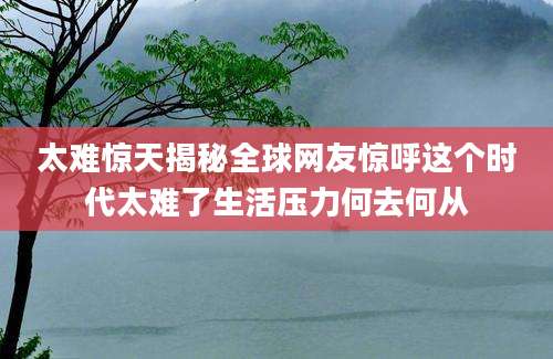 太难惊天揭秘全球网友惊呼这个时代太难了生活压力何去何从