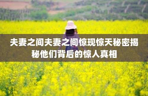 夫妻之间夫妻之间惊现惊天秘密揭秘他们背后的惊人真相