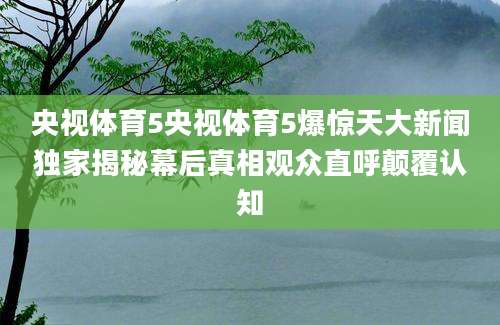 央视体育5央视体育5爆惊天大新闻独家揭秘幕后真相观众直呼颠覆认知