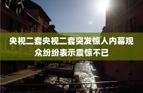央视二套央视二套突发惊人内幕观众纷纷表示震惊不已