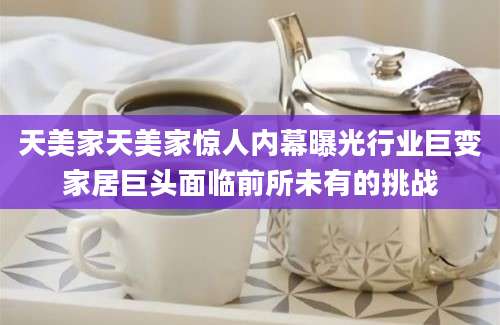 天美家天美家惊人内幕曝光行业巨变家居巨头面临前所未有的挑战