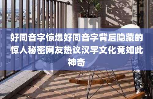 好同音字惊爆好同音字背后隐藏的惊人秘密网友热议汉字文化竟如此神奇