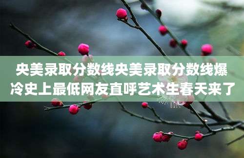 央美录取分数线央美录取分数线爆冷史上最低网友直呼艺术生春天来了