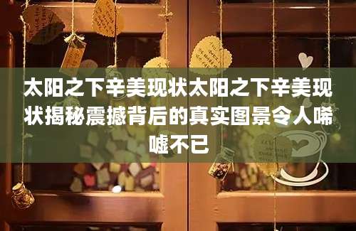 太阳之下辛美现状太阳之下辛美现状揭秘震撼背后的真实图景令人唏嘘不已