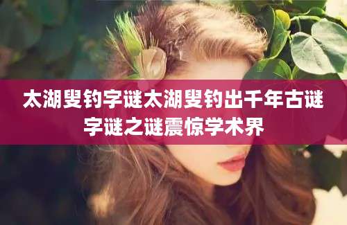 太湖叟钓字谜太湖叟钓出千年古谜字谜之谜震惊学术界