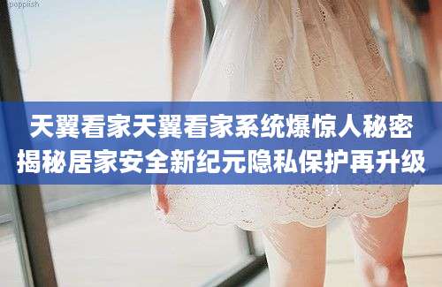 天翼看家天翼看家系统爆惊人秘密揭秘居家安全新纪元隐私保护再升级