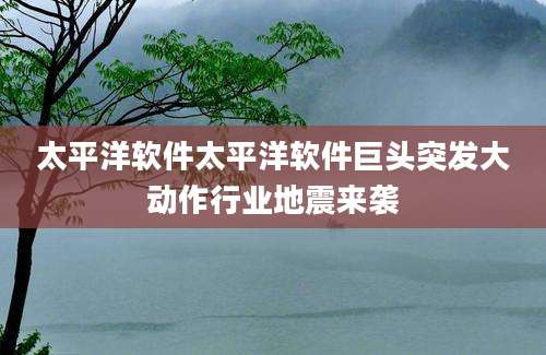 太平洋软件太平洋软件巨头突发大动作行业地震来袭