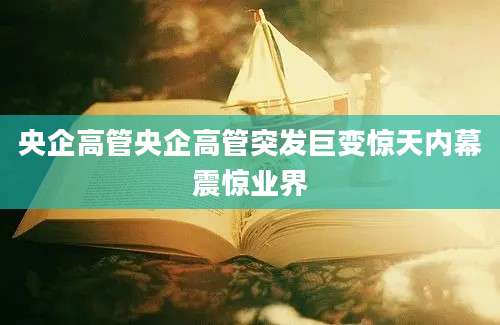 央企高管央企高管突发巨变惊天内幕震惊业界