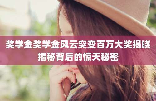 奖学金奖学金风云突变百万大奖揭晓揭秘背后的惊天秘密