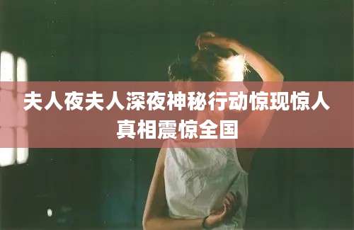 夫人夜夫人深夜神秘行动惊现惊人真相震惊全国