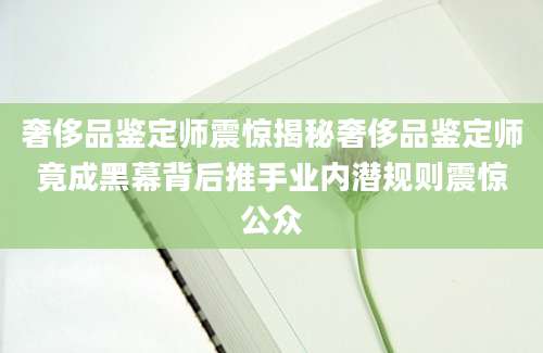 奢侈品鉴定师震惊揭秘奢侈品鉴定师竟成黑幕背后推手业内潜规则震惊公众