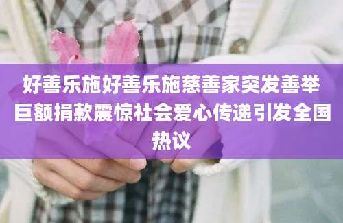 好善乐施好善乐施慈善家突发善举巨额捐款震惊社会爱心传递引发全国热议