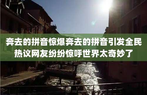 奔去的拼音惊爆奔去的拼音引发全民热议网友纷纷惊呼世界太奇妙了