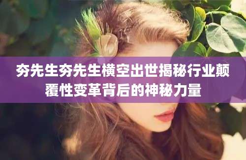 夯先生夯先生横空出世揭秘行业颠覆性变革背后的神秘力量