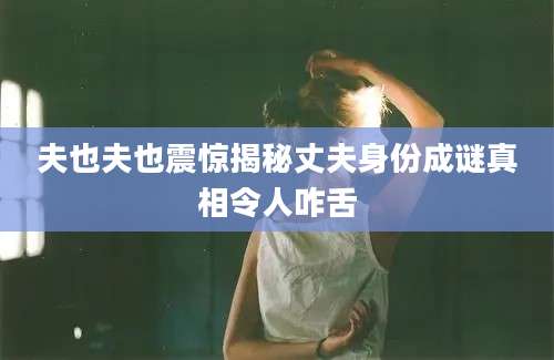夫也夫也震惊揭秘丈夫身份成谜真相令人咋舌