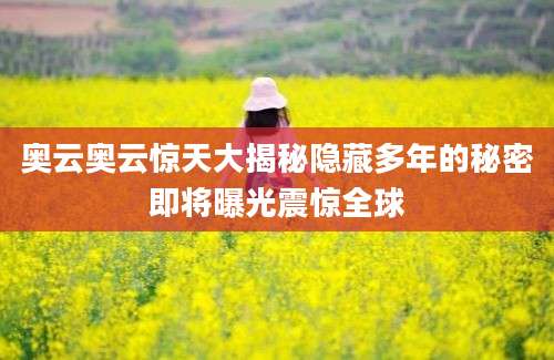 奥云奥云惊天大揭秘隐藏多年的秘密即将曝光震惊全球