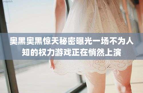 奥黑奥黑惊天秘密曝光一场不为人知的权力游戏正在悄然上演
