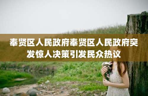 奉贤区人民政府奉贤区人民政府突发惊人决策引发民众热议