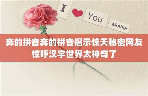 奔的拼音奔的拼音揭示惊天秘密网友惊呼汉字世界太神奇了