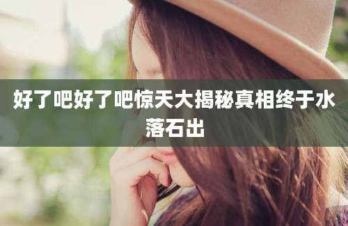 好了吧好了吧惊天大揭秘真相终于水落石出