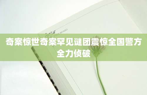 奇案惊世奇案罕见谜团震惊全国警方全力侦破