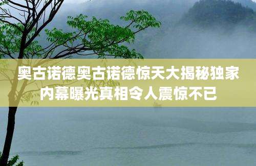 奥古诺德奥古诺德惊天大揭秘独家内幕曝光真相令人震惊不已