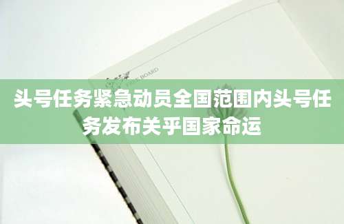 头号任务紧急动员全国范围内头号任务发布关乎国家命运